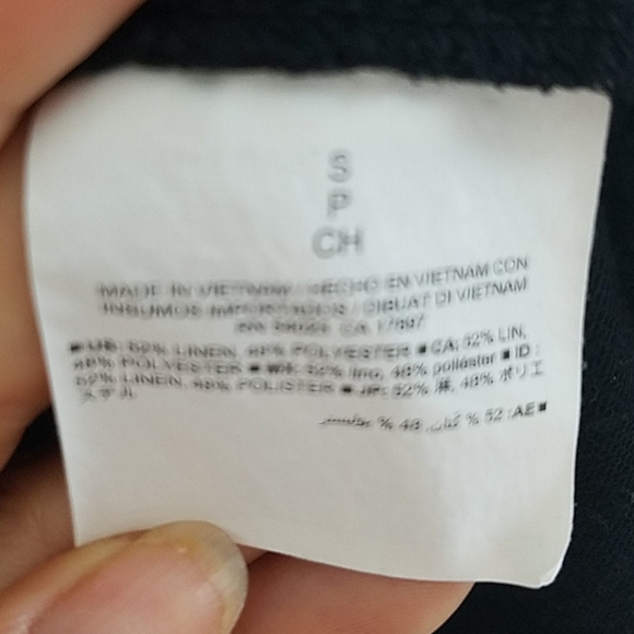 T-shirt top long sleeve front pocket boyfriend black stretch S - Picture 9 of 9